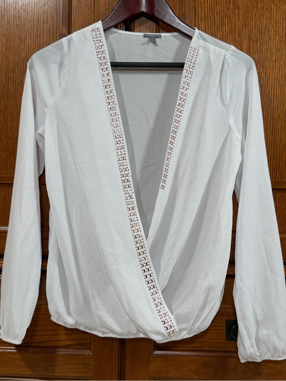 Charlotte Russe Studded Surplice Faux Wrap Blouse Clubwear Edgy Glam McBling Y2K
